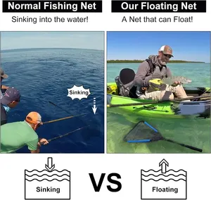 Nouveau Épuisette de pêche flottante en alliage d'aluminium, pliable, télescopique, avec poignée rétractable et filet en nylon, accessoires de pêche en <span class=keywords><strong>mer</strong></span> - Product Image 3