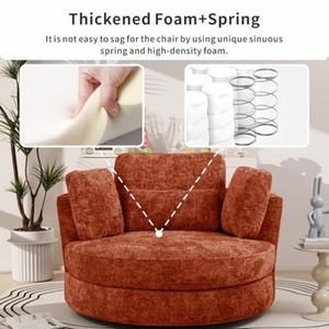 Nuova Poltrona Girevole in Ciniglia con Seduta Profonda, <span class=keywords><strong>Grande</strong></span> Poltrona Rotonda Imbottita per <span class=keywords><strong>Soggiorno</strong></span> - Product Image 3