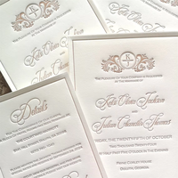 Undangan Pernikahan Sederhana Elegan Custom, Kertas Buatan Tangan Bertekstur Embossed/Debossed, Undangan Perayaan Pernikahan