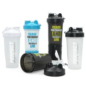 Bán buôn nhựa phòng tập thể dục Protein Shaker Chai Thể Thao 3 lớp chai nước Shaker chai protein Máy xay sinh tố Shaker cup