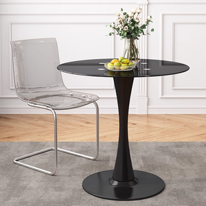 <span class=keywords><strong>Welhome</strong></span>, juego de mesa de comedor redonda negra pura, mesa de comedor de cocina pequeña, barra de café, escritorio de ocio, mesa de salón - Product Image 5