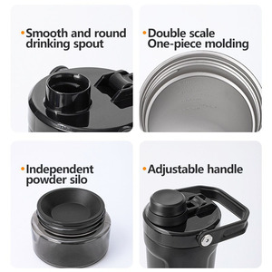 New 20oz Gym Sport Custom Logo Stainless Steel Protein Tumbler Shaker Bottle Protéines with Handle <b>Storage</b> <b>Box</b> Compartment - Product Image 3