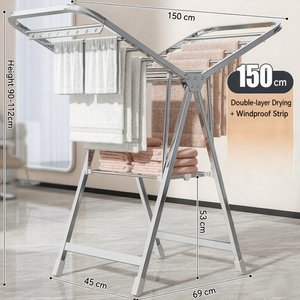 Foldable Floor Standing <b>Towel</b> <b>Rack</b> - Multi-Purpose Laundry <b>Drying</b> Stand for Hair Salon, Indoor Balcony & Home Use - Product Image 2