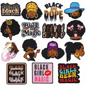 Iron on Embroidery Cartoon Black Girl Magic <b>Patch</b> for Clothes <b>Backpack</b> Decoration - Product Image 2