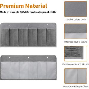 Shoe Pockets 6 Large Mesh Pockets Hanging Bedside Storage Organizer Grey Bedroom Use With Sturdy <b>Hooks</b> - Product Image 6