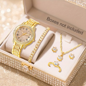 Reloj de Cuarzo de Lujo con Diamantes para Mujer, Set de Joyería con Pulsera, Collar y Pendientes, Moneda de Edición Limitada de 20 mm, Unisex - Product Image 3