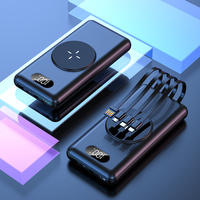 Batterie Li-Polymère sans fil 15W 20000mAh, charge rapide PD QC3.0, affichage LED, ultra-mince, double USB, Micro USB, CE ROHS
