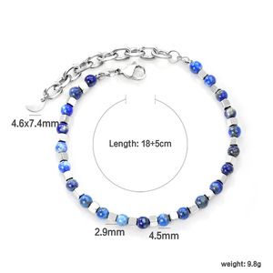Beaded Stainless Steel <b>Bracelet</b> Blue Geometric Women's Jewelry Fashion Accessory - Product Image 3