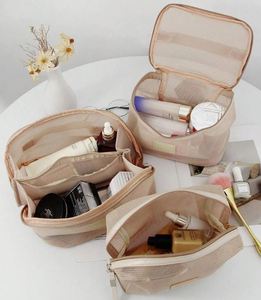 Bolsa de Maquillaje de Viaje de Gran Capacidad, Bolsa de Aseo de Malla Plana Abierta, Bolsa de Cosméticos Transpirable, Organizador de Maquillaje - Product Image 3