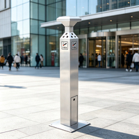 Poteau carré en acier inoxydable 201 de 1,0 mm, modèle MAX-YH004 de la marque MAX, avec doublure intérieure galvanisée, pour montage au sol, usage commercial et public.