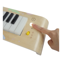 Clavier électronique en bois courbé pour enfants, piano en bois pour l'éveil musical avec lumière de guidage, fonction d'enregistrement et de lecture