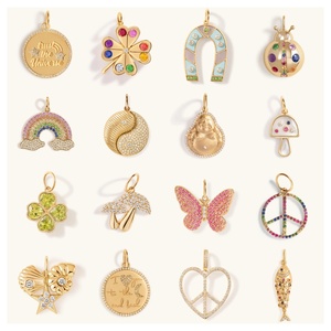 Bijoux personnalisés breloque de mode bricolage + chaîne de base trèfle d'amour collier pendentif plaqué en or 14K - Product Image 1