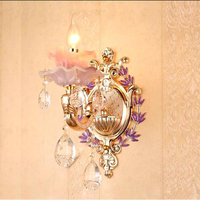 Lampu Dinding Kristal Ungu Eropa Lampu Mewah untuk Ruang Tamu Kamar Tidur Lampu Samping Tempat Tidur Lampu Dinding Latar Belakang Koridor Villa Hotel Pencahayaan