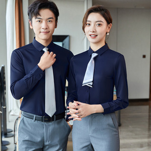 <span class=keywords><strong>Camisa</strong></span> de Vestir de Manga Larga <span class=keywords><strong>Azul</strong></span> para Uniforme de Oficina, de Alta Calidad, Personalizable, para Hombres <span class=keywords><strong>y</strong></span> Mujeres, Ropa de Trabajo para Ventas - Product Image 4