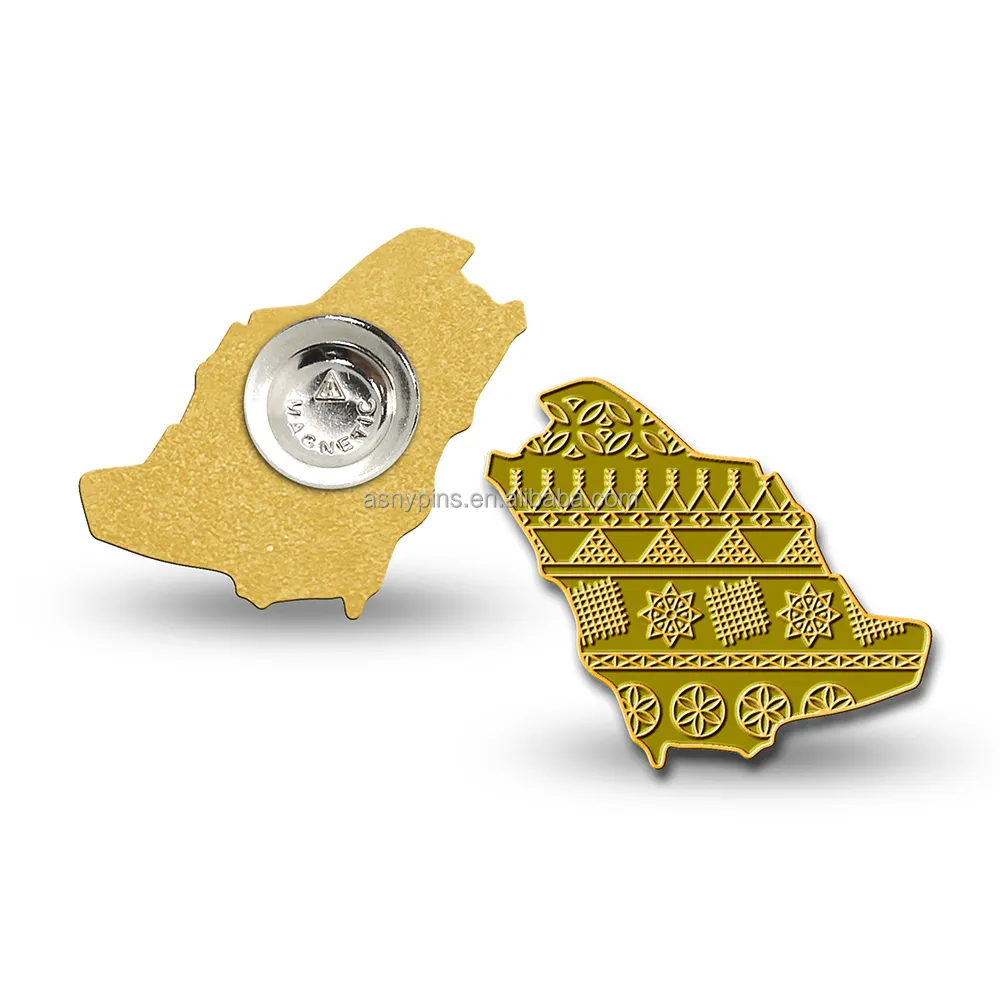 Souvenir Hari Nasional Arab Saudi Pin Antik Emas Magnet Lencana Dalam Stok