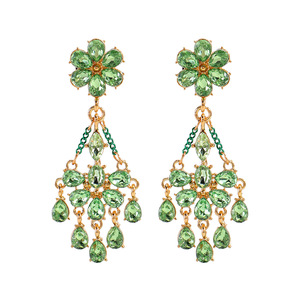 Boucles d'oreilles vintage à longues pampilles rouges florales serties de diamants, boucles d'oreilles originales - Product Image 5