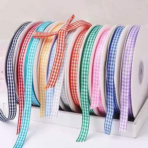 En gros 10mm Mince Double Face Vérifier Ruban Rouleaux 100 Yards Coloré Design Classique pour Pary Anniversaire Cadeau Rubans - Product Image 2