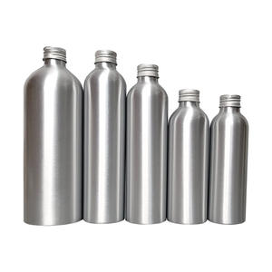 High Quality 50ml 100ml 120ml 150ml <b>200ml</b> 250ml Round Silver Aluminum <b>Bottles</b> with Screw Top - Product Image 5