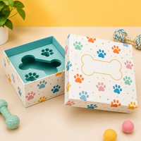 Boîte en carton avec couvercle et base pour produits pour animaux de compagnie, motif de patte coloré, élégante, pour boutique, vente en gros