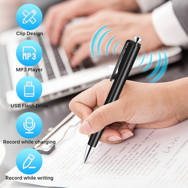 V51 Metal Writing Pen 85mAh 8H Digital Voice Recorder Audio Recording Device MP3 Player USB Drive for Study Work Meeting