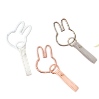 Porte-clés intelligent en forme de lapin mignon, pendentif de clé de voiture avec boucle à ressort tête de lapin de dessin animé, accessoires de voiture