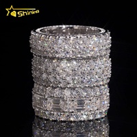 Bague Éternité en Argent Sterling 925 avec Moissanite et Émeraudes Taille Ronde, Pavé Complet, Bijoux de Mariage en Gros