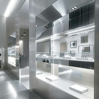 Vitrine à bijoux en acier inoxydable GZowin avec verre haute transparence et éclairage LED - Dimensions durables et personnalisables pour la vente au détail de marques