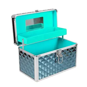 Aluminium Make-Up neues Design modische Kosmetik-Reisetasche mit Diamantmustern Make-Up-Aufbewahrungsbox