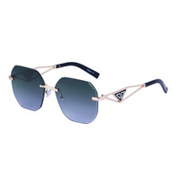 Gafas de Sol Unisex con Montura de Diamantes Sin Marco, Protección UV400, Diseño de Lujo para Hombre, Moda 2023, Marca de Lujo para Mujer, Metal Plateado