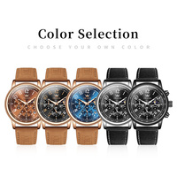 OLEVS 2912 Montre chronographe de luxe, à la mode, business, top time Deus Series Montre-bracelet à quartz multifonction rétro pour hommes