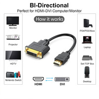 Meilleure vente 1.5 mètres DVI-D double lien 24 + 1 vers câble convertisseur HDMI plaqué or 6.6FT noir pour LCD DVD HDTV XBOX PS3 câble hdmi
