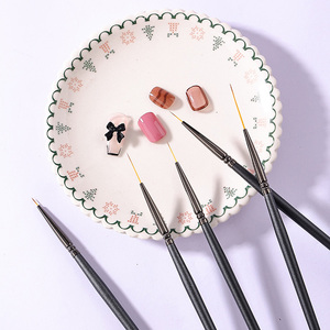 Pinceau à ongles à manche en bois gris 6mm-24mm pour dessin de lignes fines et peinture, idéal pour les travaux de précision en nail art - Product Image 6