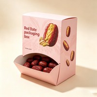 Boîte en carton recyclable pour dattes rouges, boîte personnalisée pour fruits secs, noix, en-cas, emballage alimentaire en papier, boîte à bonbons à ouverture automatique