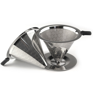 Tái Sử Dụng Đôi Lưới Thép Không Gỉ Cà Phê Lọc Thân Thiện Với Môi Hướng Dẫn Sử Dụng Đổ Hơn Cà Phê Nhỏ Giọt Nhà Sản Xuất - Product Image 1