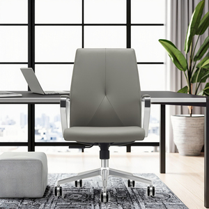 כיסא משרדי ביתי נוח, מודרני, ארגונומי, מעור, עם גובה מתכוונן ובסיס אלומיניום - Product Image 3