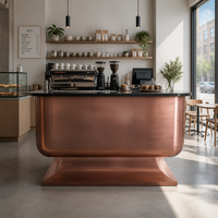 Comptoir de bar compact moderne en acier inoxydable sur mesure, couleur or rose, pour petit salon, studio, appartement, cuisine