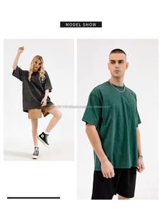 Conçu sur mesure 230g pur coton Vintage T-Shirt pour hommes poids lourd en détresse Batik lavé épaule tombante coupe surdimensionnée - Product Image 3