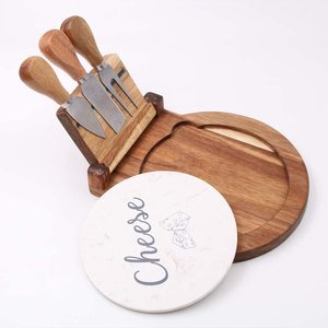 Assiettes <span class=keywords><strong>de</strong></span> service en bois et en <span class=keywords><strong>marbre</strong></span>, <span class=keywords><strong>cuisine</strong></span> écologique, Souvenir personnalisé <span class=keywords><strong>de</strong></span> luxe pour mariage, assiettes avec couteau, 4 pièces - Product Image 4