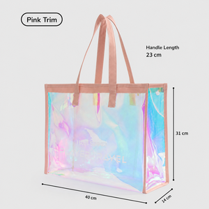 Custom Logo Fashion Transparent Pvc Holographic Reusable Laser Beach <b>Bag</b> Iridescent Colorful Pvc Tote <b>Bag</b> - Product Image 4