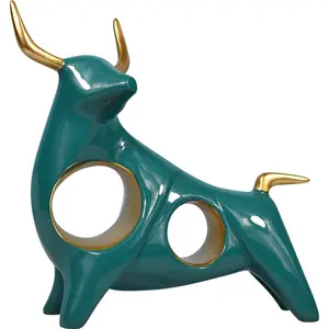 現代の樹脂動物モデル家の装飾創造的な抽象的な雄牛の装飾品北欧スタイルのリビングルームの樹脂の手工芸品の装飾