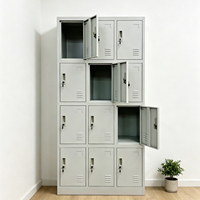 Armoire de rangement moderne en acier à 12 portes pour la maison, la chambre, l'hôtel, le mobilier de garde-robe, l'école, le mobilier élégant en acier pour salle de sport scolaire