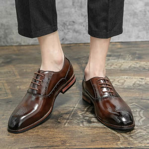 Zapatos Oxford Formales Británicos de Primera Capa, Malla Brillante de Alta Calidad, Estilo Retro, Casual de Negocios, Punta Redonda, Suela Gruesa para Hombre - Product Image 5