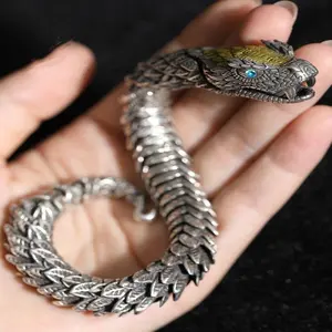 Hiphop Serpentine Bracelet Men's Fashion ins Domineer Personality Retro Zodiac Collection Level Snake Bracelet Jewelry Design