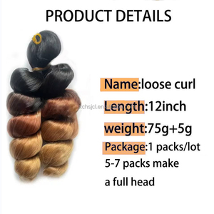 Bouncy <span class=keywords><strong>ผม</strong></span>หยิกสังเคราะห์12นิ้วสี Ombre ไหล่<span class=keywords><strong>สั้น</strong></span>ยาวถัก<span class=keywords><strong>เปีย</strong></span><span class=keywords><strong>ผม</strong></span>ต่อผมลอนหลวม - Product Image 2