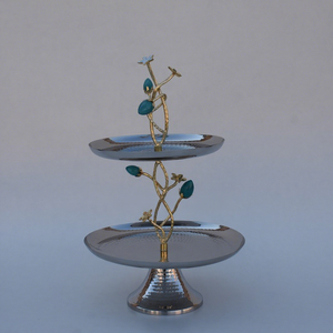 Juego de Soportes Redondos de Acero Inoxidable de Lujo con Diseño Floral Dorado para Decoración de Pasteles de Boda, Herramientas de Panadería - Product Image 1