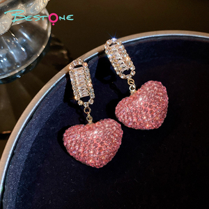 2025 saint valentin nouvelle version en gros 925 argent aiguille Zircon Micro incrusté coeur boucles d'oreilles pour les femmes Style mignon - Product Image 2
