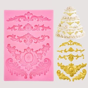 European Style Embossed Cake Trim Mold 8 Pieces Pink Fondant Chocolate Baking Decor Tool - Product Image 3