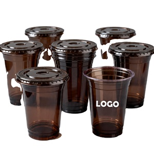 Wholesale Custom logo One-time 98mm 500ml Brown clear Pet <b>Plastic</b> <b>Cup</b> Milk Tea Cold Drink Coffee <b>Cup</b> <b>Plastic</b> <b>Cup</b> - Product Image 1