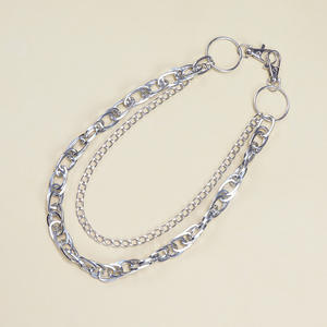 Cadena de cintura con anillo de metal, estilo hip hop punk, cadena corporal informal de moda, aleación de zinc, color blanco K795 - Product Image 6