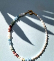 Collar de Perlas de Agua Dulce con Cuentas de Piedra Natural, Estilo Bohemio Geométrico, Hecho Principalmente de Jade, para Mujer, Moda de Playa de Verano